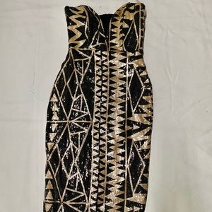 Sequence black and gold dress